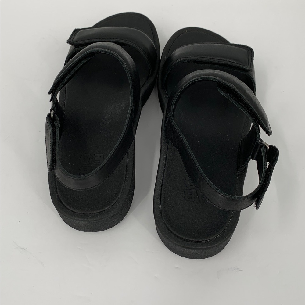 Abeo Peyton comfort wedge sandal black leather wedge double strap back new 7 - Picture 6 of 8